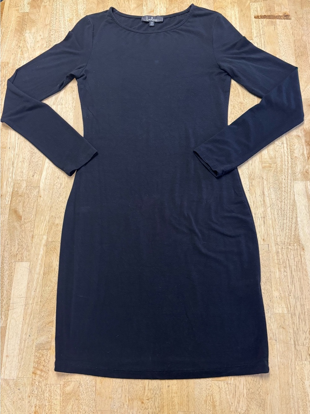 Lulu's Black Long Sleeve Knit Shift Dress